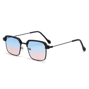 Imagem de HPIRME Óculos retangulares da moda com armação de metal, feminino e masculino, degradê (4)