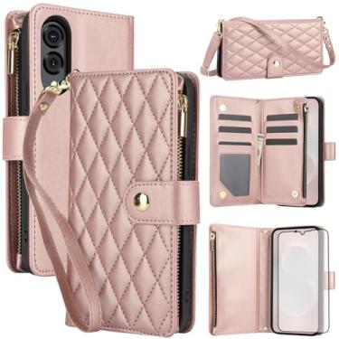 Imagem de Asuwish Capa de celular para Samsung Galaxy S25 Edge com protetor de tela de vidro temperado e carteira com zíper, compartimento para cartão, suporte, flip, acessórios para celular S25Edge 25S S 25