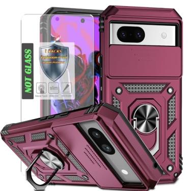 Imagem de AYMECL Capa para Pixel 8A com capa de lente de câmera, protetor de tela HD, proteção contra quedas de nível militar, suporte de anel magnético, capa protetora para celular para Google Pixel 8A, vinho