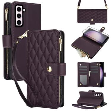 Imagem de Asuwish Capa de telefone para Samsung Galaxy S23 5G com protetor de tela de vidro temperado e carteira com zíper, suporte para cartão, acessórios de celular S 23 23S GS23 G5 SM-S911U 6,1 polegadas