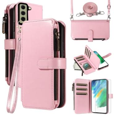 Imagem de Asuwish Capa de celular para Samsung Galaxy S21 FE 5G com protetor de tela de vidro temperado e cordão com zíper, porta-cartões, suporte para celular S 21 EF S21FE5G UW S21FE 21S G5 6,4 polegadas