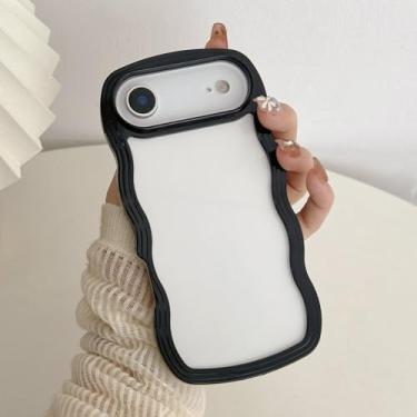 Imagem de QLTYPRI Capa compatível com iPhone Air, linda moldura ondulada encaracolada transparente para meninas e mulheres, capa protetora de telefone TPU de silicone macio transparente à prova de choque para