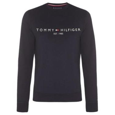 Imagem de Moletom Tommy Hilfiger Masculino Fleece Logo Crewneck Azul Marinho-Masculino