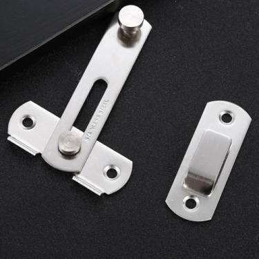 Imagem de 1 peça fivela de porta de aço inoxidável grande de instalação de parafuso prata, trava deslizante, parafuso de porta exposto, fivela de segurança anti-roubo, corrente antifurto