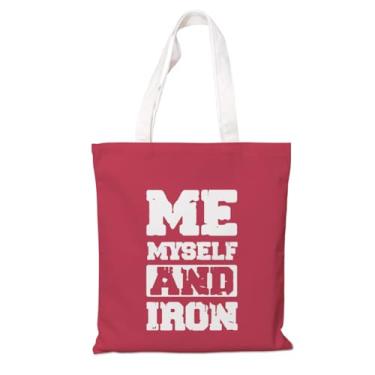 Imagem de Bolsa de ginástica divertida - Me Myself and Iron, bolsas de lona fitness, sacolas femininas de algodão, presentes para amantes de academia, presentes de exercícios para mulheres, sacola de compras de