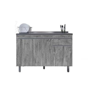 Imagem de Balcão Gabinete De Pia Sem Tampo 120cm 3 Portas Pop - Nathan Móveis Cor Rustico