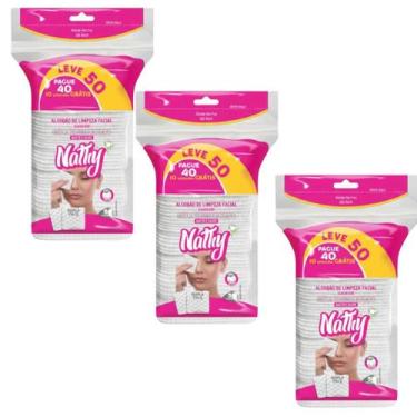 Imagem de Algodão Facial Quadrado Nathy Leve 50 Unidades Pague Ultra Macios e Ab