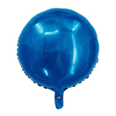 Imagem de BALAO HOLOGRAFICO REDONDO C/CANUDO AZUL 18"