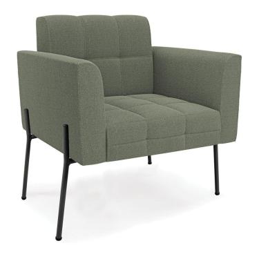 Imagem de Poltrona Sala De Estar Pé De Ferro Preto Elisa Bouclê D03 Verde Pistache