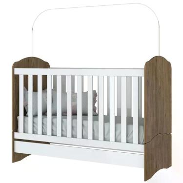 Imagem de Berço Mini Cama Bala De Menta Rústico/branco - Móveis Henn