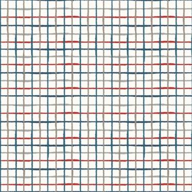 Imagem de Papel De Parede Revoada Xadrez Aquarela Azul, Cinza E Vermelho 4424