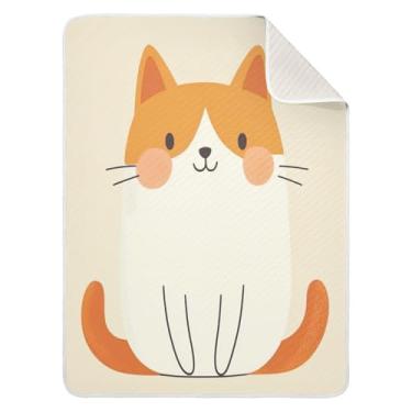 Imagem de Qilmy Cobertor de bebê de gato fofo 76 x 101 cm, cobertor infantil de algodão macio para meninos e meninas, cobertor leve e quente para berço e carrinho de bebê recém-nascido