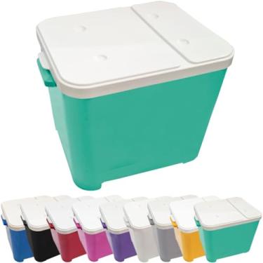 Imagem de Container de Ração 15kg com Pá Dosadora – Porta Ração para Cães e Gatos, Tampa Hermética(Verde)