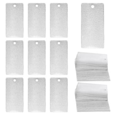 Imagem de PH PandaHall 40 peças em branco com gravação de metal, 6 x 3 cm, etiquetas retangulares para plantas, etiquetas de árvore de alumínio para pendurar joias, etiquetas de identificação de nome de