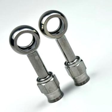 Imagem de 2 peças de aço inoxidável reto 0 graus fêmea AN3-3 3AN para métrica M10 10 mm parafuso banjo adaptador de encaixe de mangueira de freio de olhal