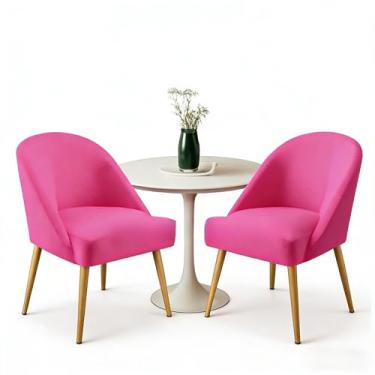 Imagem de Kit 2 Cadeiras de Jantar e Sala de Estar Lua - Decorativas Poltronas Estáticas, Ideal para Salão, Quarto e Recepção Residencial, Elegantes e Confortáveis (KIT 2 LUA PINK)