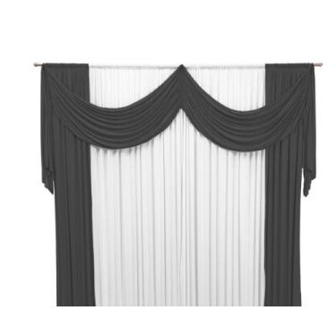 Imagem de Cortina Kátia Com Bandô Duplo Malha 2 Cores 2,00 x 1,70m Decoração Par