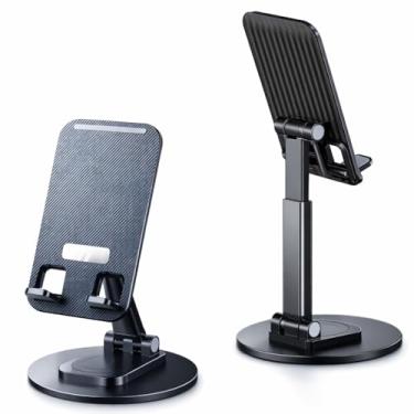 Imagem de Mizi Suporte de celular portátil para mesa – Suporte dobrável ajustável em altura e ângulo, compatível com iPhone 17 16 15 14 13 12 11 Pro Max, Galaxy S25 S24, todos os dispositivos de 4 a 10