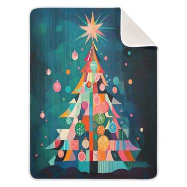 Imagem de Blueangle Cobertores coloridos de árvore de Natal para cochilo de carrinho de bebê, 76 x 101 cm, cobertores aconchegantes e macios unissex para meninos, meninas, crianças, bebês (589)