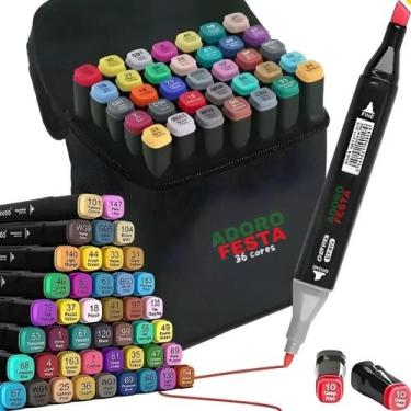 Imagem de Canetinha Marcadores Profissional 36 Cores Permanente Grossa - Congrat