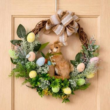 Imagem de Guirlanda Arranjo Coelho Ovos Decoração Enfeite Páscoa 45cm - Genérico