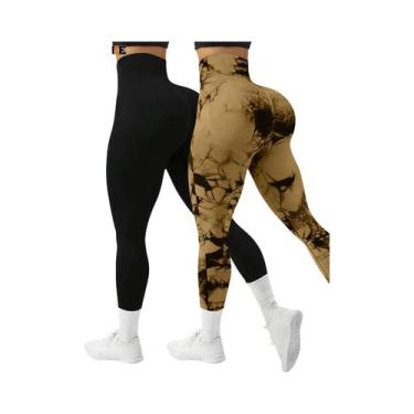 Imagem de Leggings Esportivas Sem Costura De Cintura Alta Tie Dye Para Mulheres,