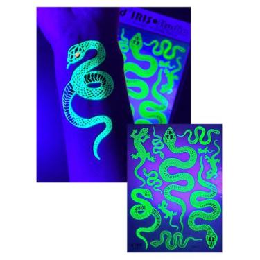 Imagem de Tatuagem Temporária d'IRIS studio Cobra com Brilho sob Luz Negra