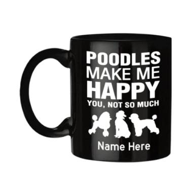 Imagem de Caneca de Poodle Personalizada - Poodles Make Me Happy - Presente de Poodle - Acessórios de Poodle - Caneca de Café de 325 ml