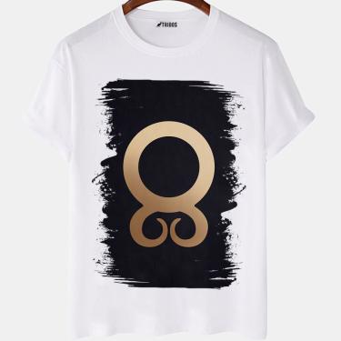 Imagem de Camiseta masculina Simbolo Nordico Troll Cross Repelir Camisa Blusa Branca Estampada