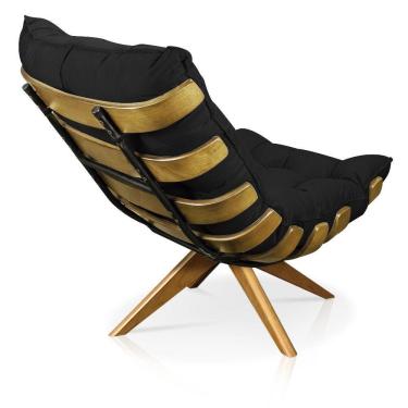 Imagem de Kit 01 Poltrona E 01 Puff Costela Suede Preto