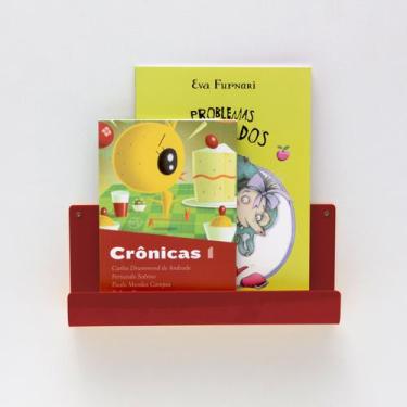 Imagem de Organizador Porta Livros E Revisteiro De Parede Infantil Vermelho - Qu