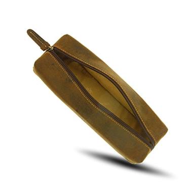 Imagem de Visconti Estojo de lápis de couro envelhecido 731 Hunter / bolsa pequena para cosméticos de maquiagem de viagem/necessaire / suporte de suprimentos, Bronzeado