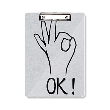 Imagem de Placa de apoio preta OK padrão de gesto personalizado pasta pasta, bloco de escrita A4
