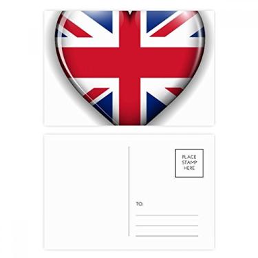 Imagem de Cartão postal Union Jack em forma de coração da bandeira da Grã-Bretanha, conjunto de cartões postais de aniversário para enviar cartões de agradecimento