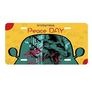 Imagem de DIYthinker Graffiti Placa de carro com estampa de lobo de rua com ilustração de sangue Decoração de carro Dia da Paz