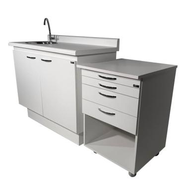 Imagem de Combo Móveis Odontológicos - Mesa Auxiliar + Armário c/ pia