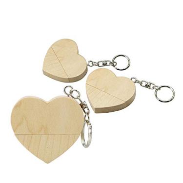 Imagem de 64 GB coração de madeira USB 3.0 Flash Drive PenDrive U Disk USB Memory Stick USB Flash Disk Thumb Drive USB Drive (Branco)