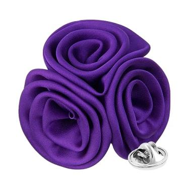 Imagem de Vittorio Vico Broche de lapela premium trio de flores - lapela formal para homens, broche de flor, 2.0" (5.10CM), Poliéster, Não aplicável