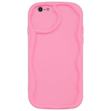 Imagem de Cyberowl Capa protetora para celular compatível com iPhone 6/6S 4,7 polegadas fofa Kawaii encaracolado em forma de moldura de silicone macio à prova de choque para mulheres meninas rosa choque