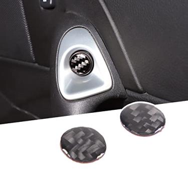 Imagem de LLKUANG Capa decorativa de botão de interruptor de porta de carro compatível com Chevrolet Corvette C6 2005-2013, capa de interruptor de botão de porta de carro de fibra de carbono macia, 2 peças