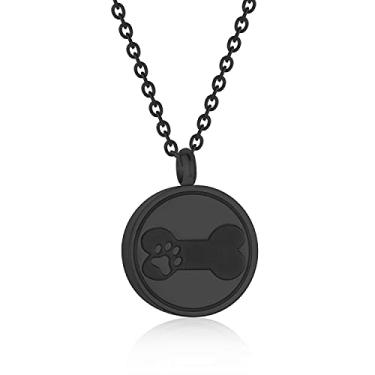 Imagem de Colar de cinzas para animais de estimação, 20 mm, formato redondo, joia de lembrança, joia de aço inoxidável, memorial, urna, gravura, pata e cremação de osso de cachorro, colar com pingente de