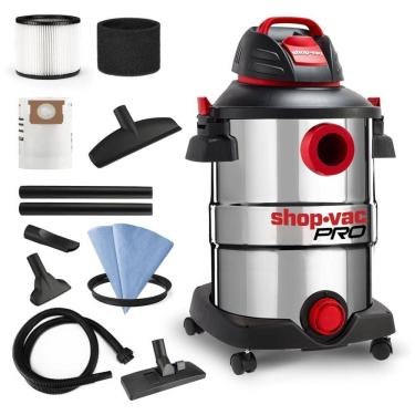 Imagem de Aspirador de Pó Profissional de 45,48 Litros com Tanque de Aço Inoxidável, Motor de 6 Picos, 110V 1416W, Shop Vac Pro, Prata