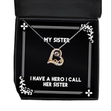 Imagem de Presentes de irmã para irmã pequena, I Have A Hero I Call Her Sister, colar de amor motivacional para irmã