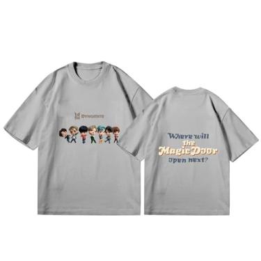 Imagem de Camiseta K-pop Solo Dynamite, 2023 camisetas soltas unissex com suporte de mercadoria estampadas camisetas de algodão, Cinza, P