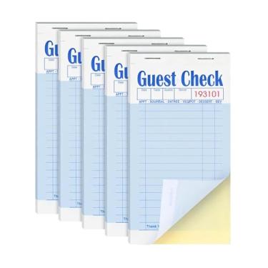 Imagem de ESSENTIAL Livros de verificação de convidados 8,9 cm x 17 cm, 250 folhas de bloco de notas de servidor e livros de pedidos de garçonete com papel de lida (5 livros)