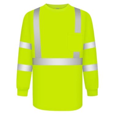 Imagem de TCCFCCT Camisetas Hi Vis para homens classe 3 camisas de manga longa de alta visibilidade para homens mulheres, camisas de trabalho de manga longa para homens construção, topógrafos, Meets Ansi,