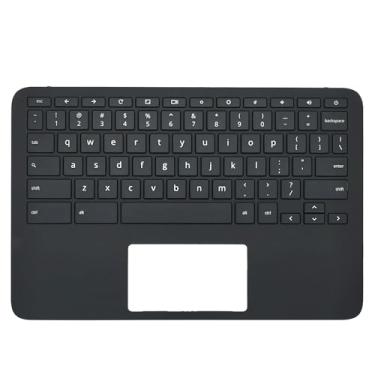 Imagem de Jxjslp Substituição para HP Chromebook 11MK G9 EE (MediaTek) capa superior com apoio de palma com conjunto de teclado dos EUA M44258-001 preto