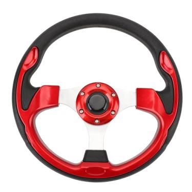 Imagem de Volante de Corrida, Volante de Carro Universal de 13 Polegadas Com Botão de Buzina, Volante Esportivo de Carro de 6 Parafusos para Corrida, Condução de Carro, Aderência (Vermelho)