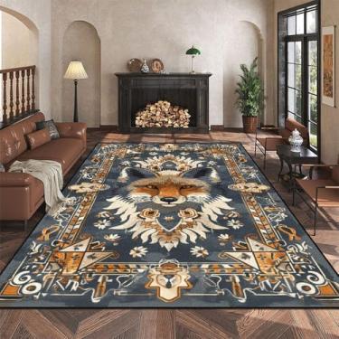 Imagem de Tapetes com estampa animal Sala de estar Decoração de estilo nacional Casa Sofá Mesa Tapete de área para quarto Tapete de chão, DW009, Flanela, 7,60x90cm capacho de porta