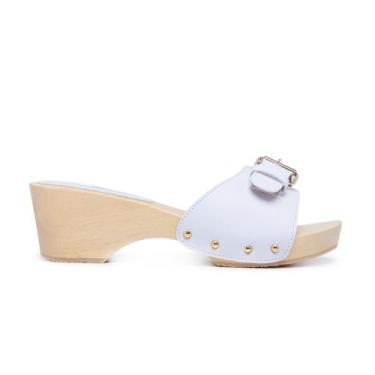 Imagem de Tamanco Feminino salto em Madeira Branco Linda Ramalho - LR Linda Rama